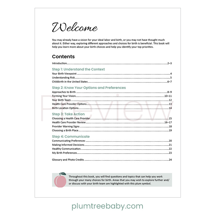 Birth Choices Booklet-Book-Plumtree Baby