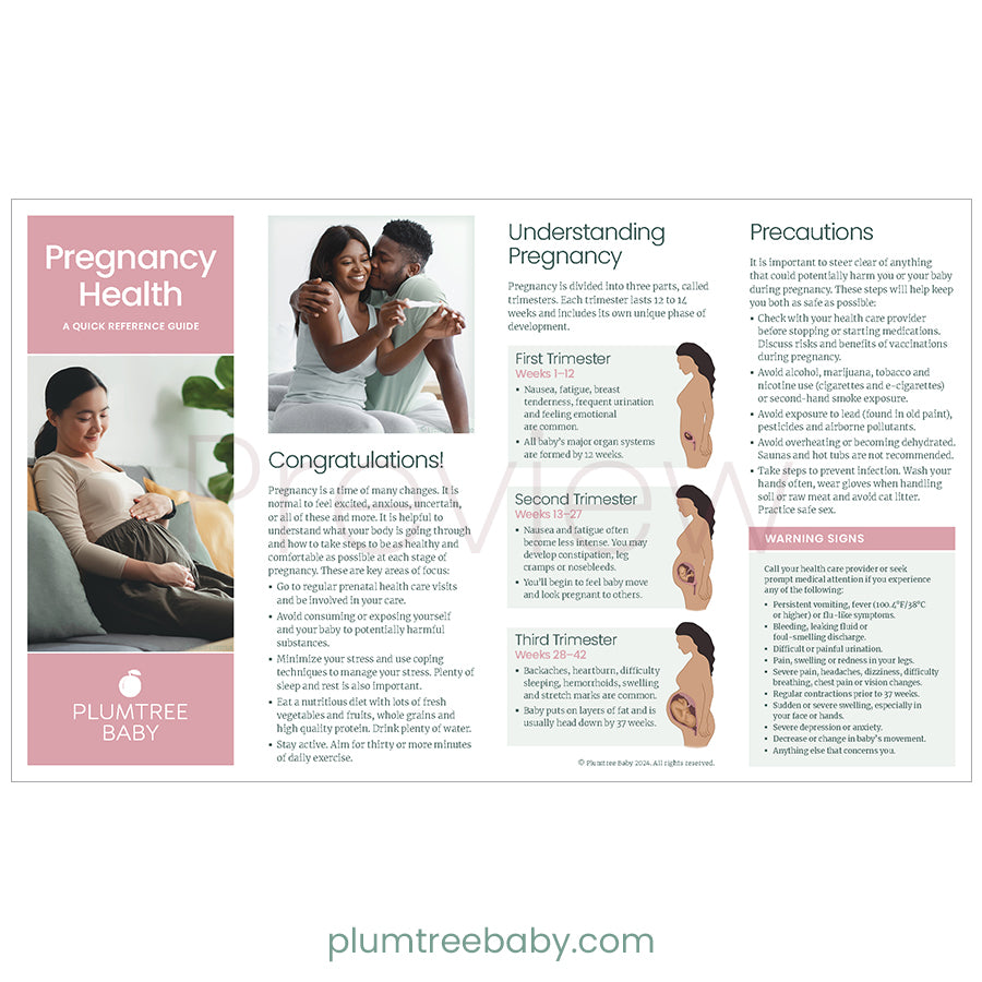 Pregnancy Health Quick Reference Guides - Pack of 50-Handout-Plumtree Baby